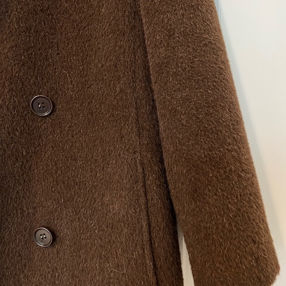 Max Mara Brown Alpaca & Virgin Wool Funnel Neck Coat - Picture 8 of 12